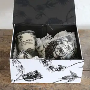 Custom scatola di candela di soia in scatole rotonde 3 trio regalo per le candele stampato di imballaggio barattolo di 4 oz vasetti di candela scatole