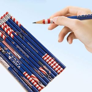 Crayons et gommes en bois écologiques personnalisés en gros, thème Fête de l'Indépendance américaine, prise en main facile pour les étudiants - Product Image 4