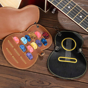 Creative Embroidered Guitar Pick <b>Storage</b> Case, Musical Instrument Pick <b>Storage</b> <b>Box</b>, Pick Bag, Cartoon Guitar Shaped Pick Bag - Product Image 1