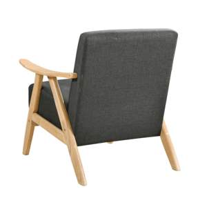 DB Modern Home Furniture's Dark Gray Fabric <b>Upholstered</b> 1pc Accent <b>Chair</b> Natural Finish Solid Rubberwood Cushion Living Room - Product Image 4