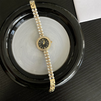 Montre Femme Luxe à Cadran Fin avec Bracelet Perles et Diamants – Idéale pour Étudiantes et Jeunes Femmes – Vente Flash