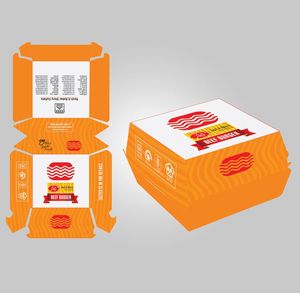 Wadah <span class=keywords><strong>Burger</strong></span> cangkang kerang kaku makanan kertas putih Kraft sekali pakai portabel untuk kemasan makanan bungkus Glossy Matt laminasi - Product Image 5