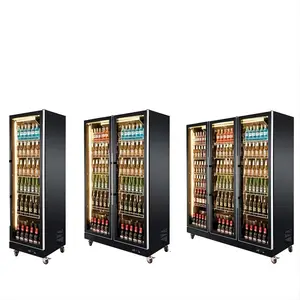 Mobili baristi birra drink cooler Super verticale di grande capacità doppia porta in vetro ripiani regolabili per vino