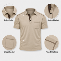 Polo de golf personnalisé en poly-spandex avec poche pour hommes, T-shirts respirants pour les entraînements quotidiens en club, Fournitures OEM ODM pour sites événementiels