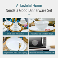 Service de vaisselle en porcelaine fine blanc pur, comprenant des bols, des assiettes et des soupières pour la maison