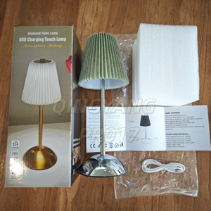 Modern Umbrella-shaped Pleated Fabric Metal Dimmable Table Lamp Bedroom <strong>Bedside</strong> Atmosphere Lamp Charging <strong>Touch</strong> Night <strong>Light</strong> - Product Image 6