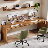 Bureau d'ordinateur Tribesigns de 78,7 pouces de long, bureau en bois extra long, grande table d'écriture pour 2 personnes pour le bureau à domicile, brun