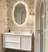 Ensemble de meubles de salle de bain modernes, luxueux et élégants, minimalistes, avec lavabo intégré en dalle de roche intelligente