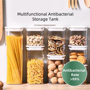 Citylife Rectángulo Contenedores de almacenamiento de plástico con tapas Tarro de almacenamiento de alimentos transparente Contenedores de café de azúcar Contenedor de almacenamiento de <span class=keywords><strong>despensa</strong></span> - Product Image 3