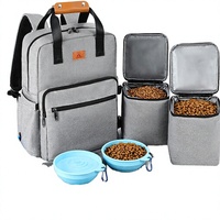 Sac à dos de voyage carré en polyester pour chien et chat, approuvé par les compagnies aériennes, réglable, accessoires de mode pour animaux de compagnie, 2 contenants de rangement pour aliments