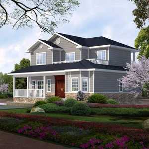 Vila Prefabrikasi Mewah Dua Lantai Berfurnitur Rumah Struktur Baja Ringan - Product Image 1