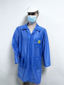 Fabrika Güvenlik Kıyafetleri Çalışma <span class=keywords><strong>ESD</strong></span> Polyester Önlük İletken Elyaf Elmas Örgülü Unisex Yetişkin Temiz Oda Ceketi - Product Image 2