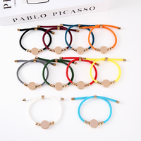 Bracelet tressé multicolore Ywyougang avec breloque cercle vierge et perles intercalaires, ajustable et gravable pour DIY