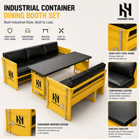Ensemble de banquettes de salle à manger commerciales modernes sur mesure OEM, aspect conteneur maritime, sièges rembourrés en cuir PU, durables pour usage hôtelier