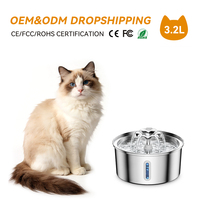 Distributeur d'eau automatique moderne en acier inoxydable pour animaux de compagnie, eau filtrée, étanche, facile à nettoyer, pour chats, pigeons, petits animaux