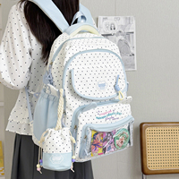 Sac à dos pour enfants avec poche transparente, petite pochette à cordon, sac à dos d'école pour adolescentes