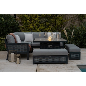 Divano giardino Patio Set impermeabile 4 pezzi <span class=keywords><strong>vimini</strong></span> per tutte le stagioni salotto in alluminio Rattan mobili da esterno con pozzo del fuoco - Product Image 4