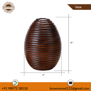 Venta caliente hermoso diseño de jarrón de madera en forma de mango tallado en madera florero suministro al por mayor a precio competitivo - Product Image 4