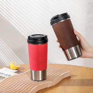 Taza mágica personalizada creativa, vaso de 450ml de doble pared de acero inoxidable 304, taza de café de succión de viaje con tapa - Product Image 4