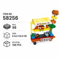 Ensemble de construction de chariot de barbecue jaune personnalisé, jouets pour enfants, mini station de cuisson extérieure avec brochettes et condiments