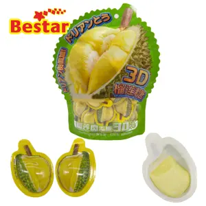 Free sample 3D durian shape chewy soft candy confectionery durian flavor chewy candy exotic snacks