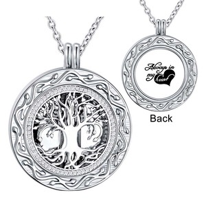 Ronda de árbol de la vida colgante de urna regalo corazón ceniza collar Memorial joyería de la cremación para las cenizas para las mujeres-siempre en mi corazón - Product Image 1
