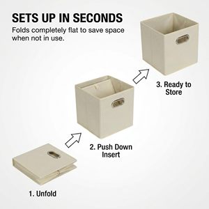 Fabric Cubby <b>Storage</b> Bins 11x11x11 Inches Cube Organizer with Dual Handles Fabric Organizer <b>Box</b> and <b>Collapsible</b> <b>Storage</b> Basket - Product Image 4