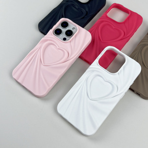 Lussuose custodie con <span class=keywords><strong>cuore</strong></span> opaco 3D per <span class=keywords><strong>iPhone</strong></span> 16 E 15 Plus custodia morbida per telefono impermeabile 13 Pro Cover 16 Pro protezione Max - Product Image 1