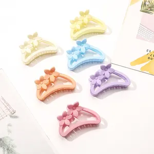 HC074C Wholesale Sweet Style Solid Color Hair Claw Clip Hot Sale Matte Flower Hair Crab Fashion Women Hair Accessories