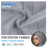 Tissu en mousseline de polyester jacquard rayé fil argenté 9908, doux et fluide, pour la confection de thobes, jilbabs et vêtements