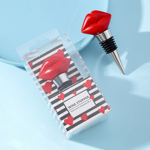 Lip Shape <b>Wine</b> Stopper Red Plastic Sealing Bottle Plug Valentine Wedding Favor Gift - Product Image 1