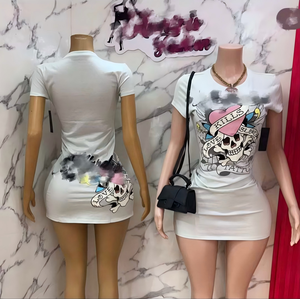 C1688 <span class=keywords><strong>Vestido</strong></span> <span class=keywords><strong>Corto</strong></span> Informal de Verano con Estampado Digital <span class=keywords><strong>Sexy</strong></span> para Mujer - Product Image 1