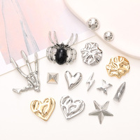 Nouveaux accessoires de bijoux en alliage plaqué argent en forme de cœur, tendance mode, matériaux pour boucles de chaussures 3D en forme de fleur pour chaussures perforées