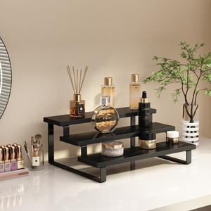 Wooden Three Layer Display Shelf Natural Wood Color Bathroom Storage Organizer Tiered Rack For Perfume And Cosmetics - Product Image 4