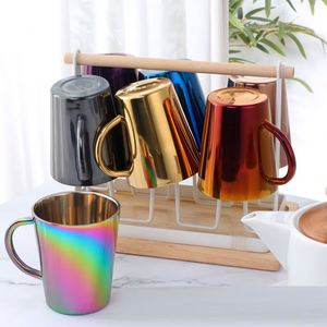 Vaso de Acero Inoxidable 304 de Doble Capa con Asa, 300 ml, para Cerveza, Café, Leche, Agua, para el Hogar, Comedor, Oficina, Camping - Product Image 4