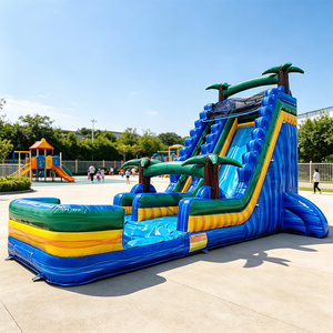 Toboggan Gonflable Tropical Personnalisé en PVC Iridescent avec Piscine et Château Gonflable pour <span class=keywords><strong>Location</strong></span> et Fêtes - Product Image 1
