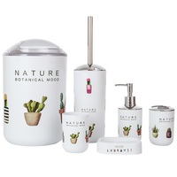 Ensemble de salle de bain de luxe européen 6 pièces en plastique PP écologique, durable et recyclable, avec accessoires imprimés pour l'organisation des essentiels de toilette