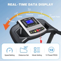 Penjualan Terbaik Treadmill lipat elektrik rumah Monitor Data Waktu Nyata lipat mudah program 3. 5hp Motor 3-Level miring LED