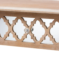 Table de console en bois blanc lavé rustique français personnalisé avec miroir