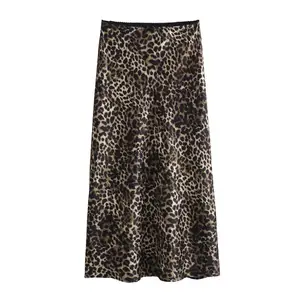 TAOP&ZA 2023 new winter women's versatile animal print silk satin texture high waist skirt 7385553