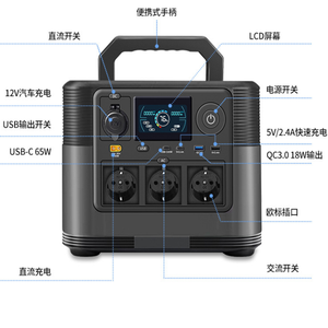 สถานีไฟฟ้าพกพาสำหรับกรณีฉุกเฉินกลางแจ้ง กำลังไฟ 1200W 220V/110V แบบปรับแต่งได้ พร้อมระบบชาร์จพลังงานแสงอาทิตย์ ดีไซน์กันน้ำ หน้าจอ LED ชาร์จเร็ว - Product Image 3
