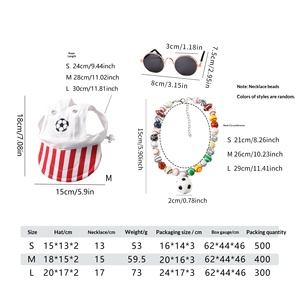 Ensemble de tenue pour animaux de compagnie pour le jour du match de football : chapeau de soleil pour <span class=keywords><strong>chien</strong></span> et chat + lunettes de soleil + collier perlé pour fête sur le thème du sport - Product Image 5