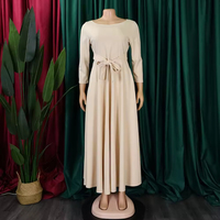 Robes de haute qualité pour femmes, taille plus, automne-hiver, décontractées, manches trois quarts, col rond, élégantes, robe d'église africaine pour femmes