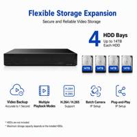 Enregistreur vidéo réseau (NVR) 36 canaux 4K 4 SATA en aluminium avec H.265 pour système de sécurité, reconnaissance faciale IA et détection humaine