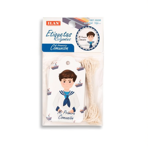 Etichette pendenti Ilan per Prima Comunione, design bambino, 3 pezzi con cordino per regali e abbigliamento - Product Image 1