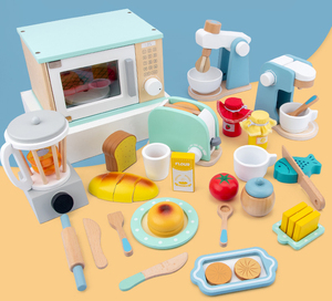 Machine à café pour enfants, set de jouets de cuisine en <span class=keywords><strong>bois</strong></span>, gaufrier, porte-<span class=keywords><strong>pain</strong></span>, nouveaux produits, vente en gros - Product Image 2