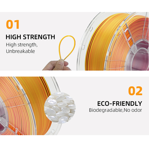 Filamento PLA de Seda de Doble Color, 1.75mm, Material de Impresión 3D, Filamento de Plástico Premium para Impresoras 3D, 200-220C, 1 Color, PLA Seda - Product Image 3