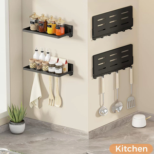 Soporte plegable de 90 grados con gancho, estante de pared plegable pequeño, estante metálico de doble capa para montar en la pared - Product Image 5