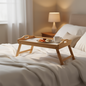 Plateau de service et de lit KESPER en bois pliable avec poignées pour les repas ou le travail - Product Image 3