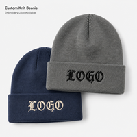 Bonnet en tricot d'hiver personnalisé avec votre propre logo, avec patch en cuir personnalisé
